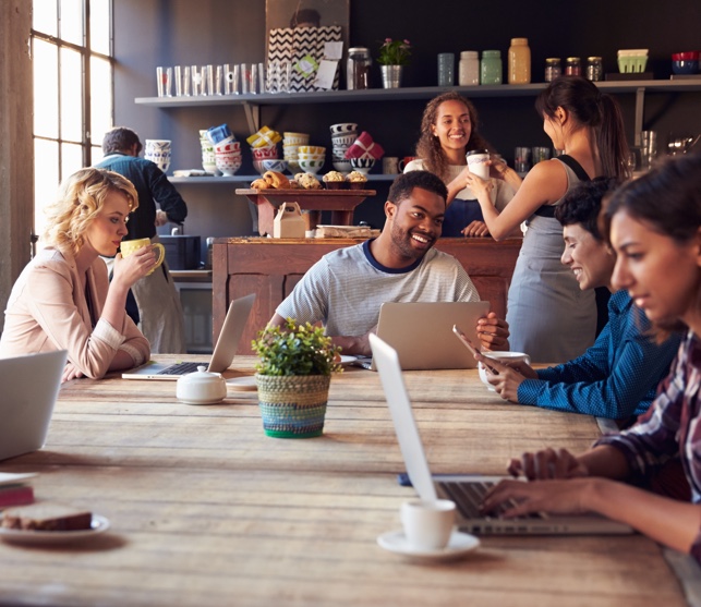 people working in coffeeshop